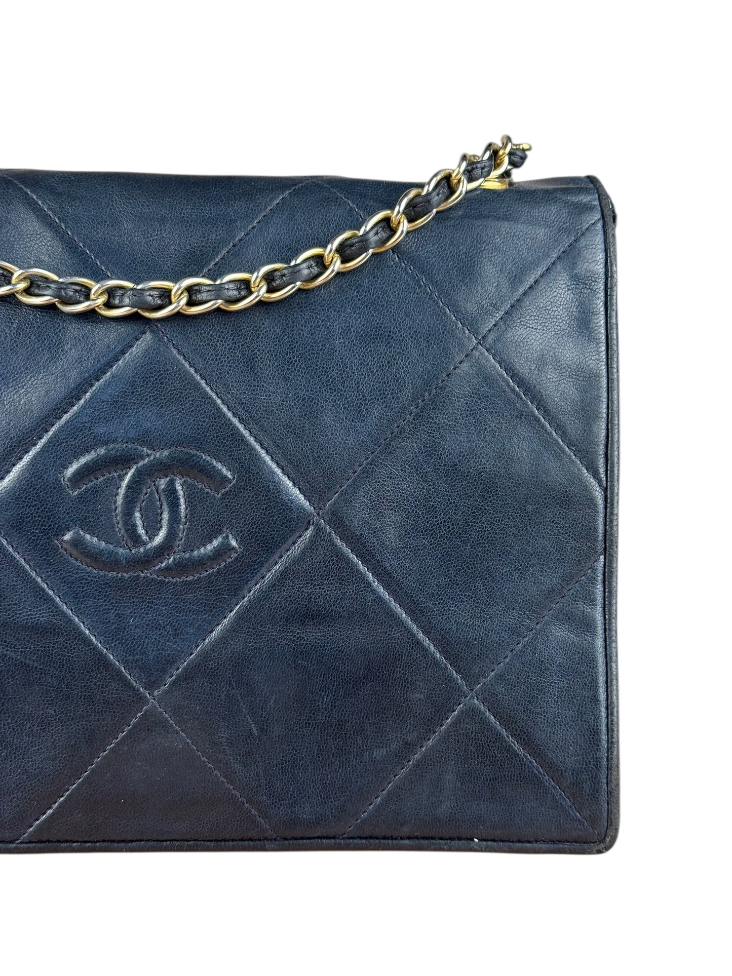 Chanel Black Diamond Stitch Flap CC Bag 1988