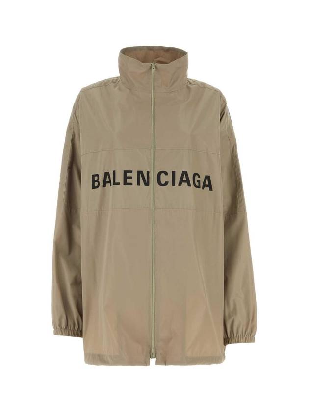 Luxury Balenciaga Trending 2025 Logo Print Zip-up Jacket Beige