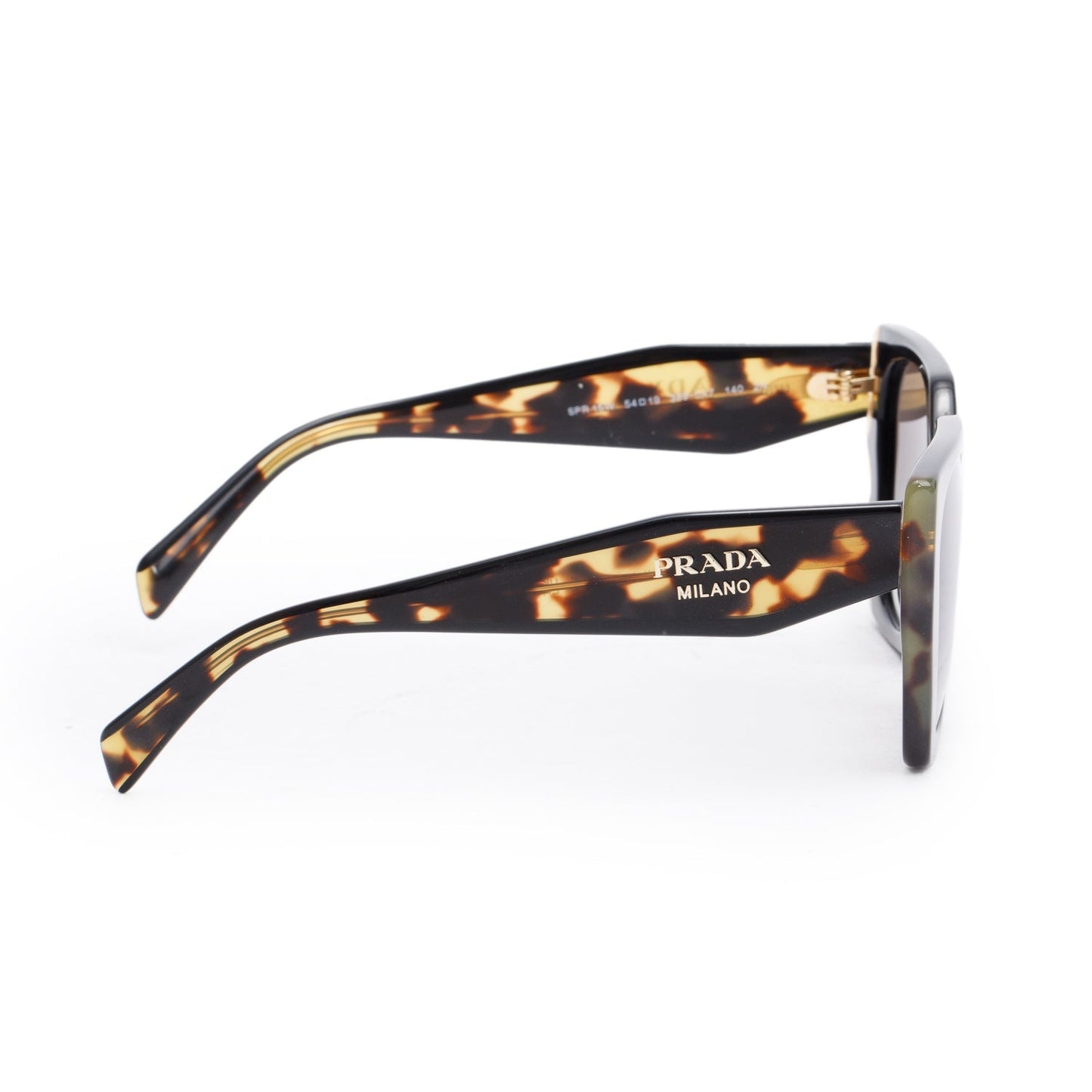 Prada SPR 15W Black/Brown Tortoishell Acetate Prada Logo Sunglasses