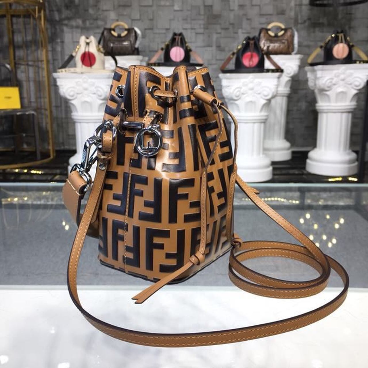 Top QualityTop Quality Mon Tresor Bucket Bag Brown/Black For Women, Women’s Handbags, Shoulder And Crossbody Bags 7in/18cm FF 8BS010A659F13VK