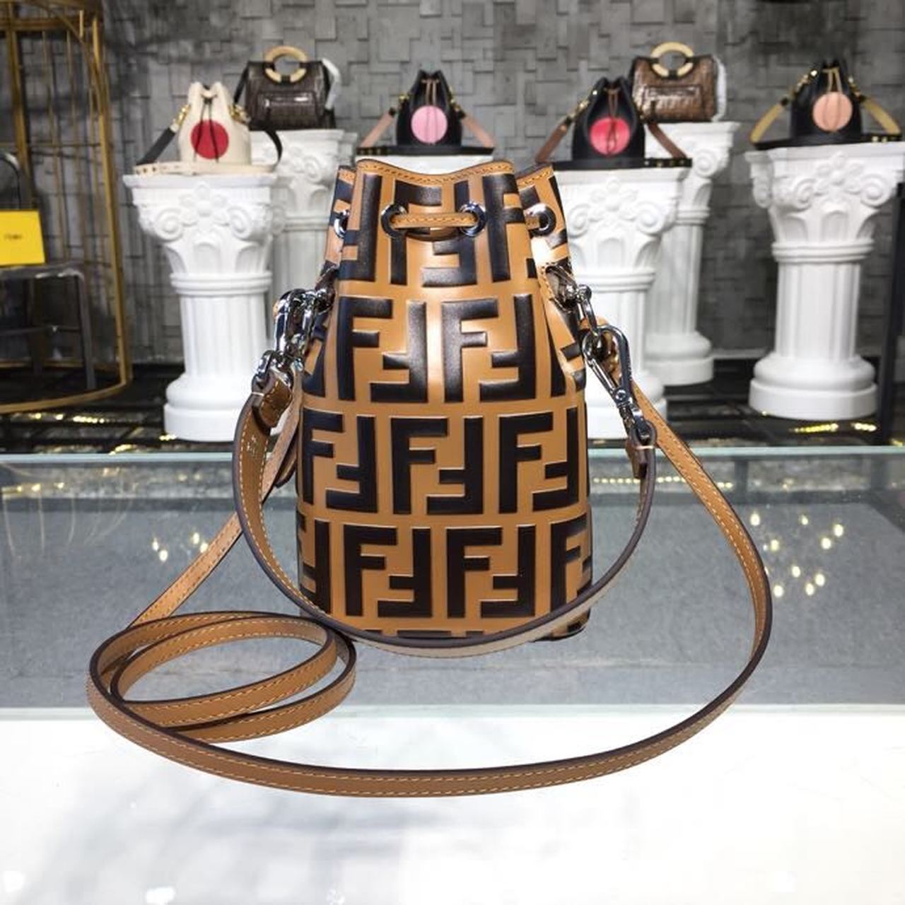 Top QualityTop Quality Mon Tresor Bucket Bag Brown/Black For Women, Women’s Handbags, Shoulder And Crossbody Bags 7in/18cm FF 8BS010A659F13VK