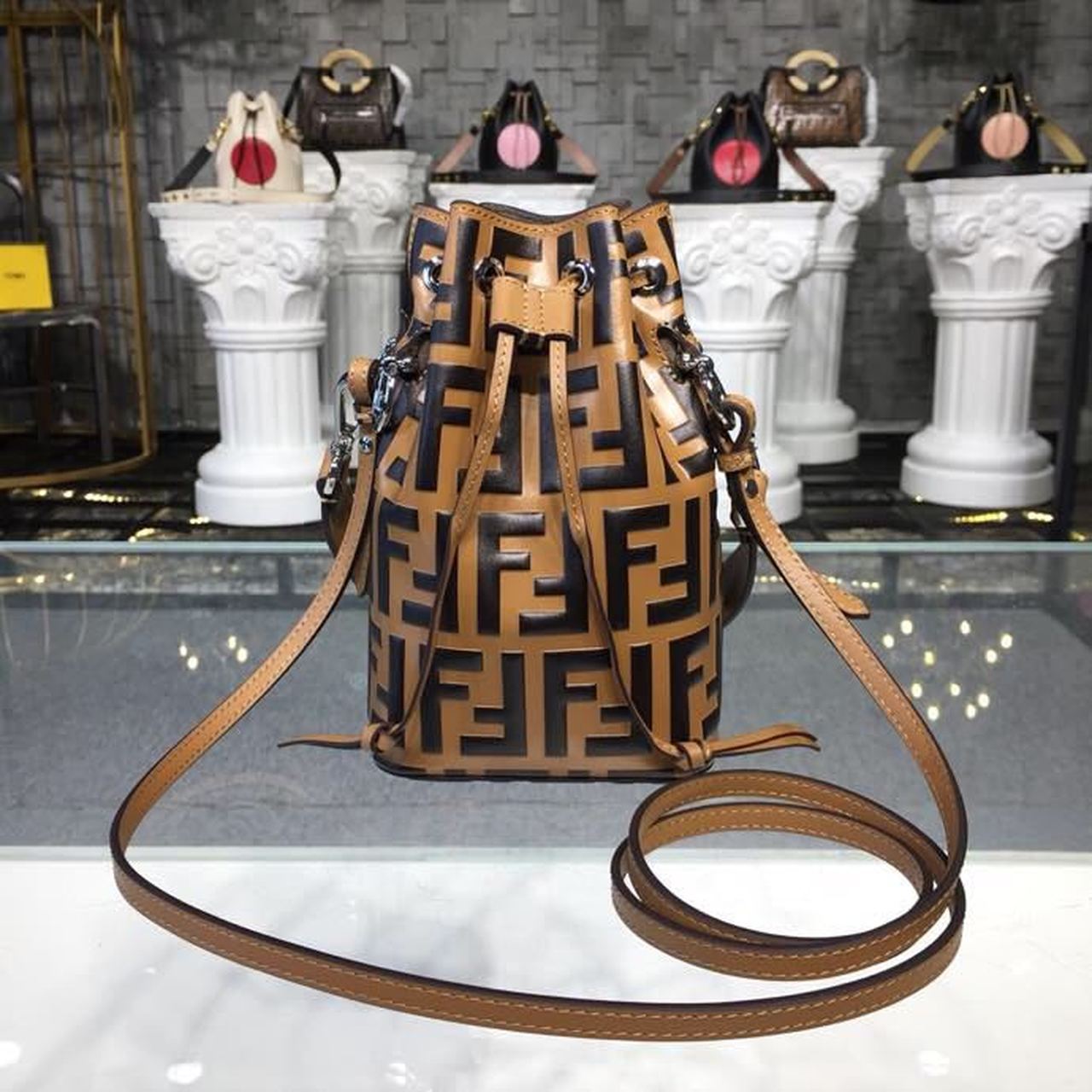 Top QualityTop Quality Mon Tresor Bucket Bag Brown/Black For Women, Women’s Handbags, Shoulder And Crossbody Bags 7in/18cm FF 8BS010A659F13VK
