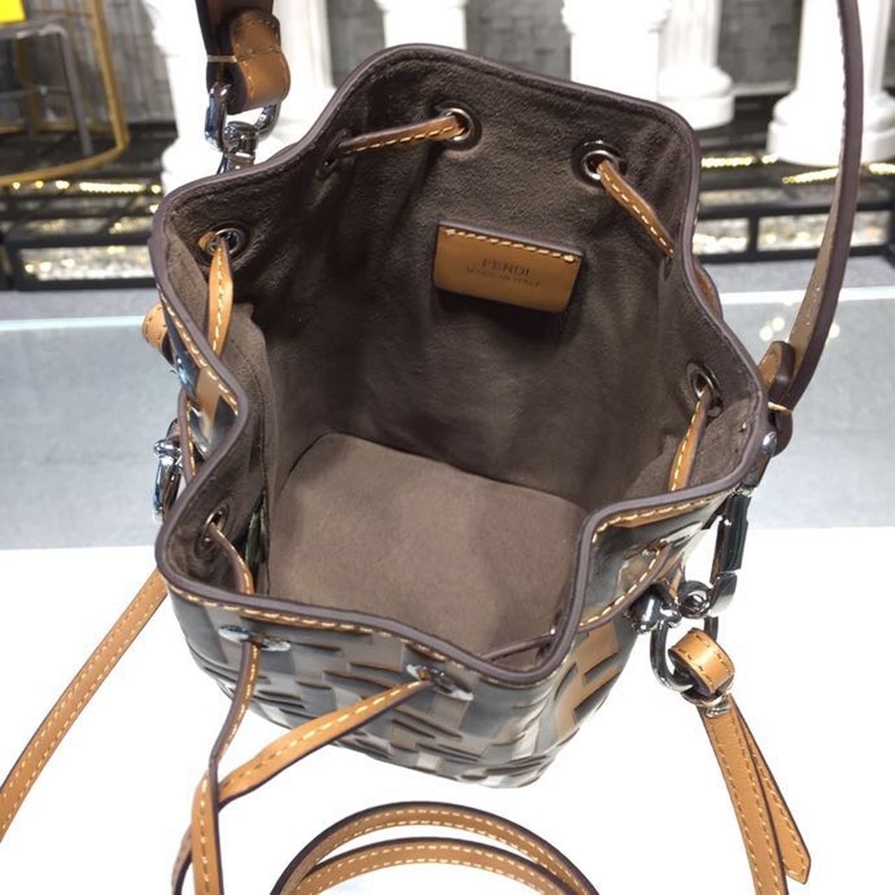 Top QualityTop Quality Mon Tresor Bucket Bag Brown/Black For Women, Women’s Handbags, Shoulder And Crossbody Bags 7in/18cm FF 8BS010A659F13VK