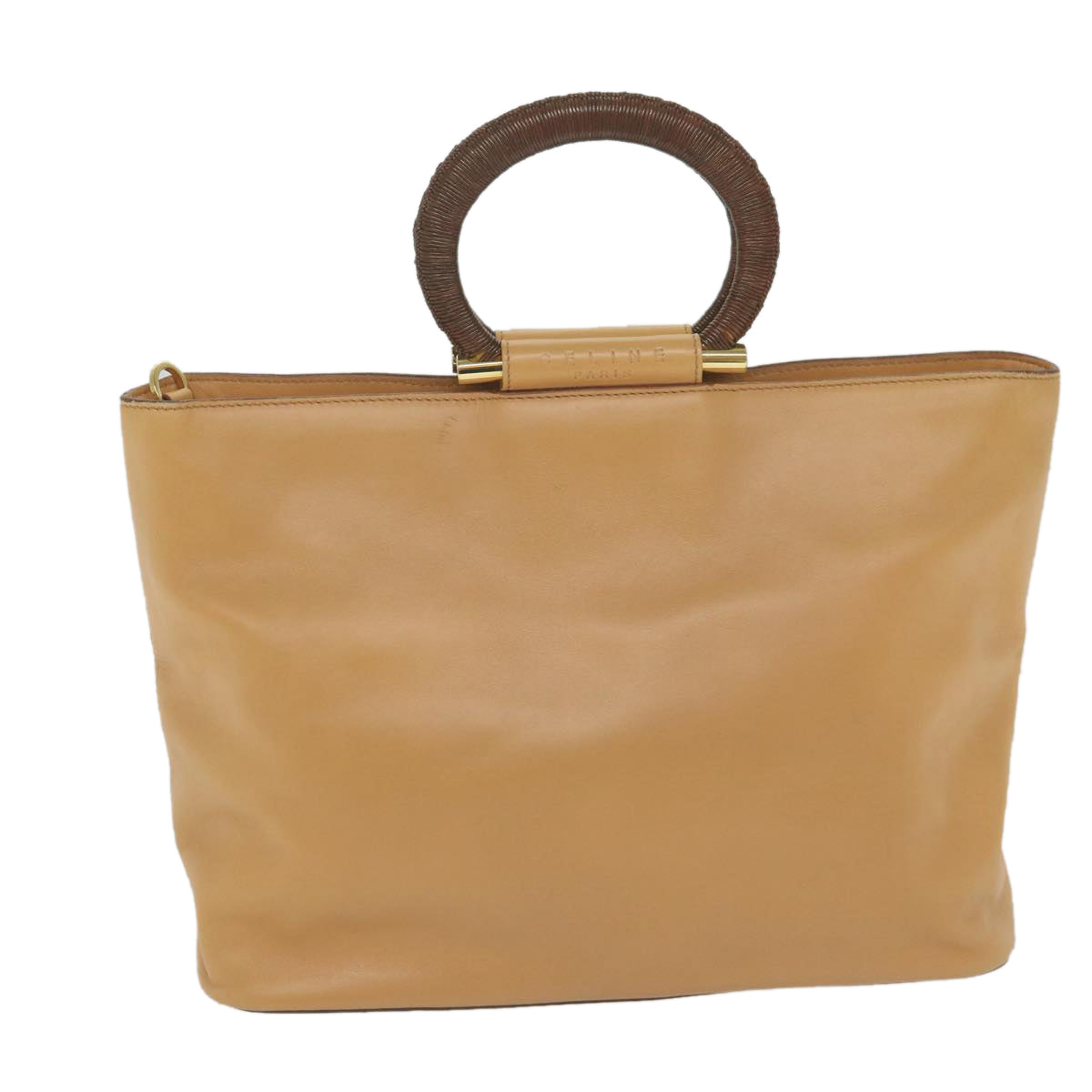 Luxury CELINE Hand Bag Leather 2way Beige Brown  63990