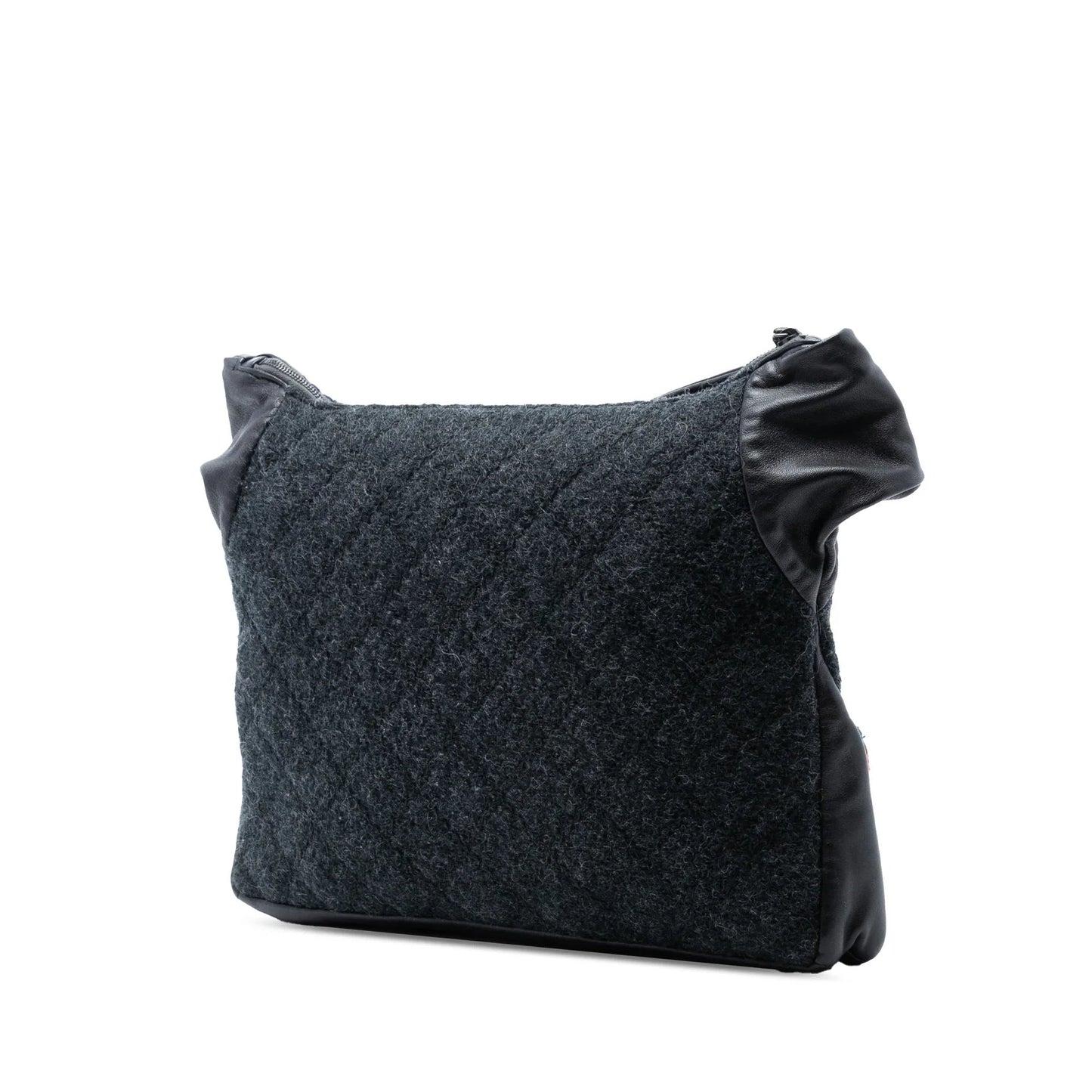 Gray Chanel Quilted Wool and Lambskin Girl Bag