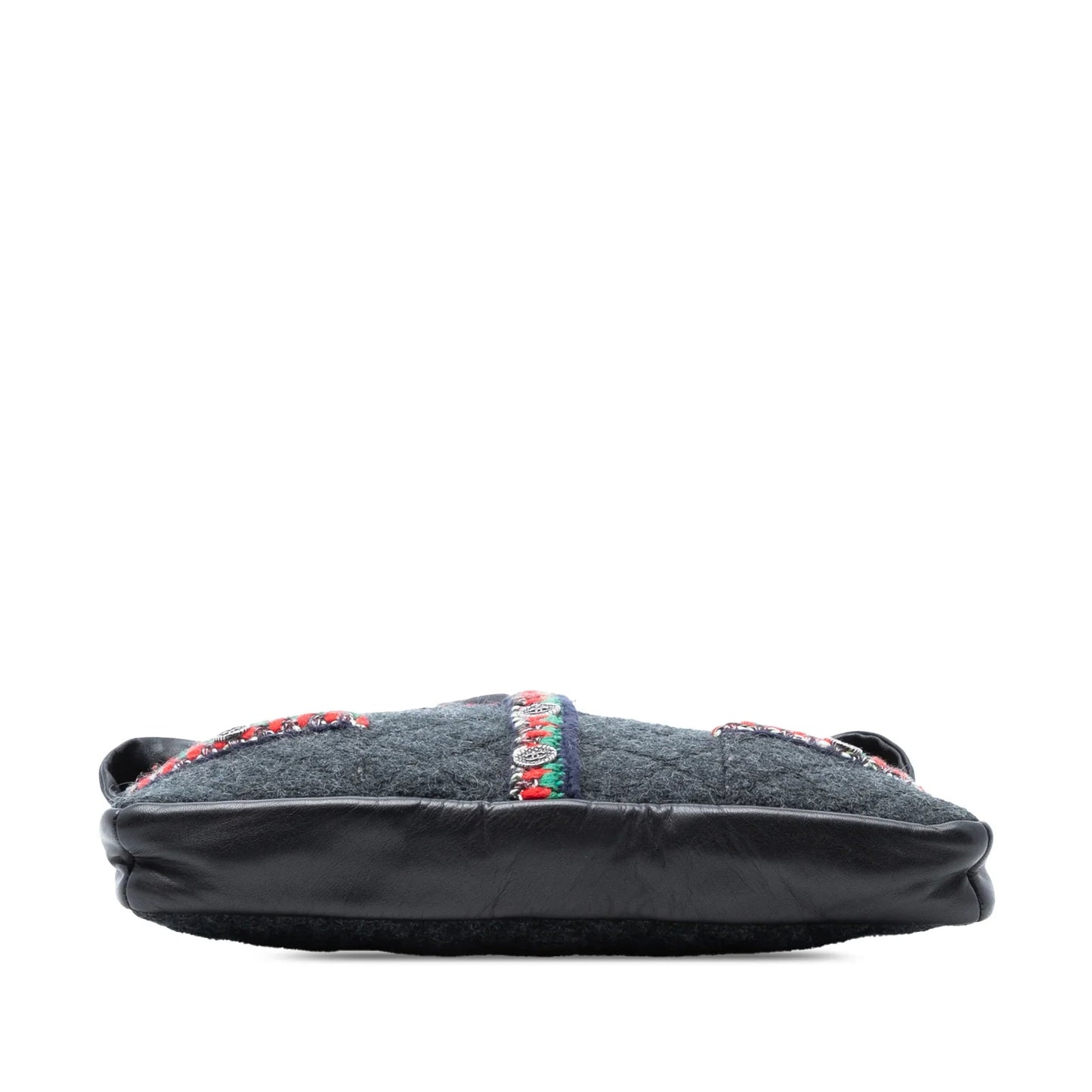Gray Chanel Quilted Wool and Lambskin Girl Bag