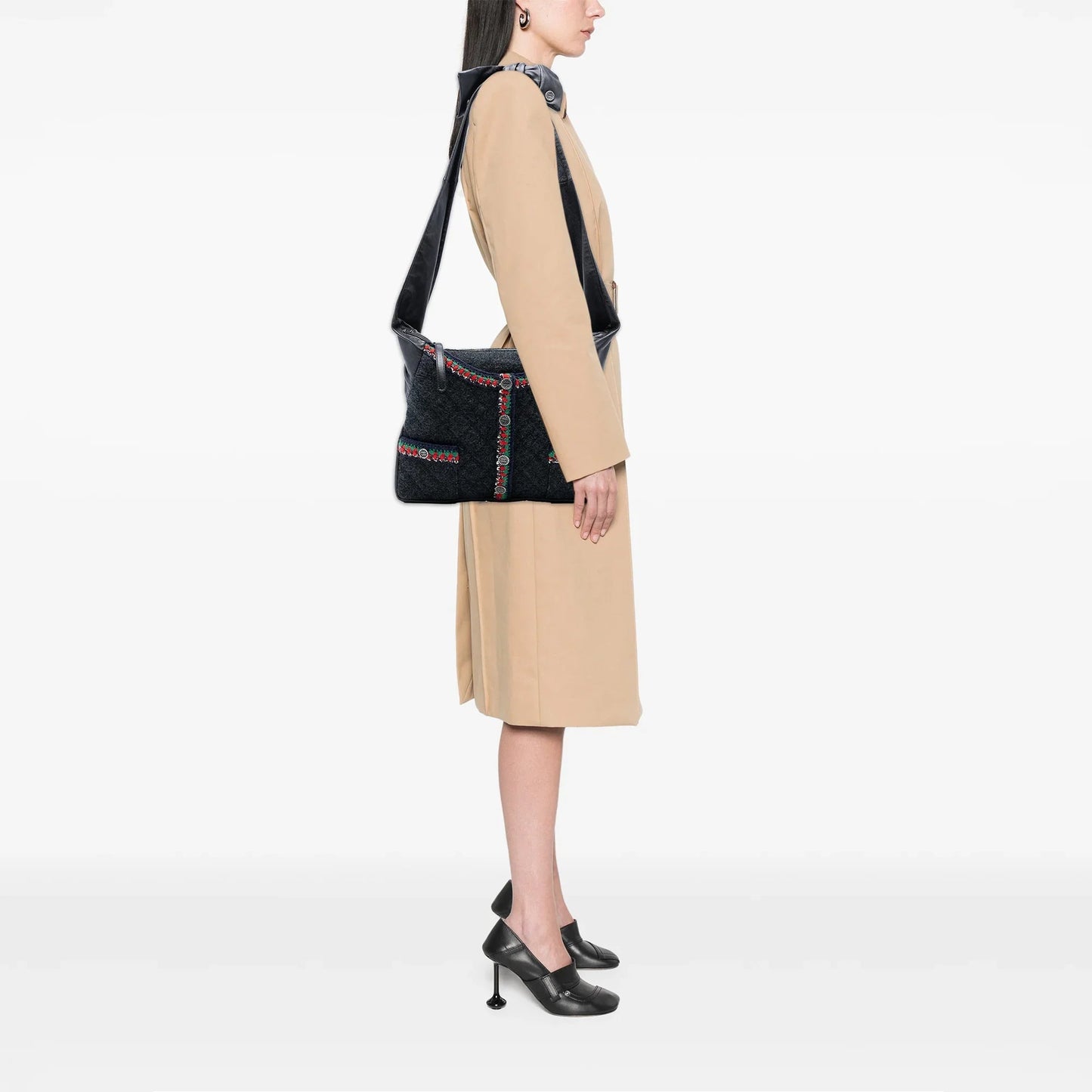 Gray Chanel Quilted Wool and Lambskin Girl Bag