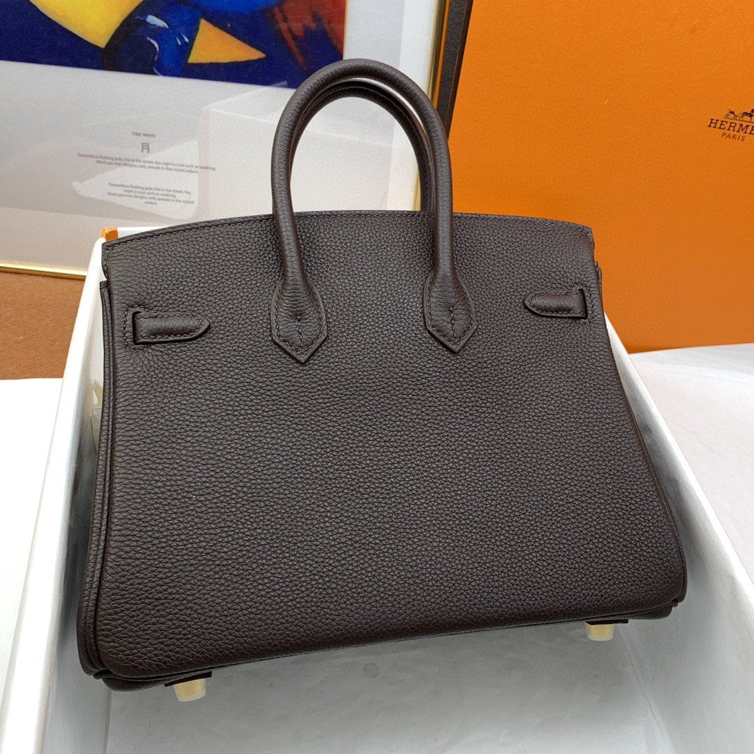 Top Quality Birkin Nata Swift Dark Brown For Women Gold Toned Hardware 10in/25cm