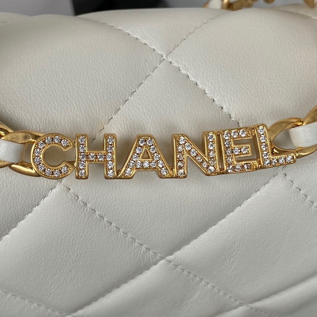 CHLSmall Flap Bag Gold Hardware White For Women, Women’s Handbags, Shoulder Bags 7.9in/20cm AS3450