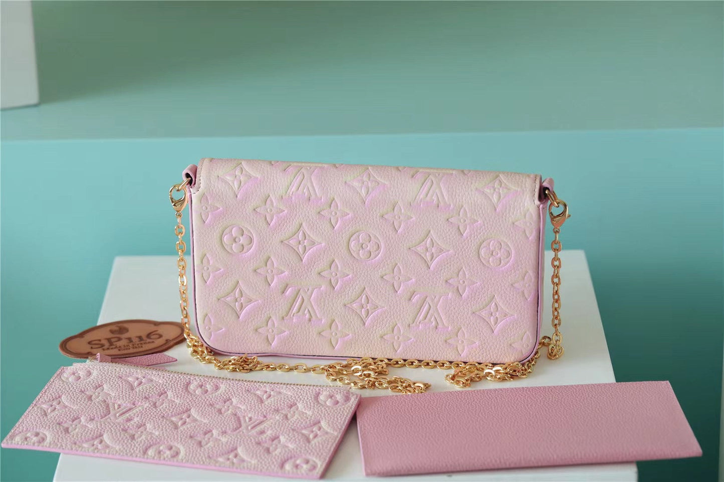 Top Quality Pochette Felicie Monogram Empreinte Rose Poudre Pink For Women,  Shoulder And Crossbody Bags 21cm/8.3in Top Quality M67856