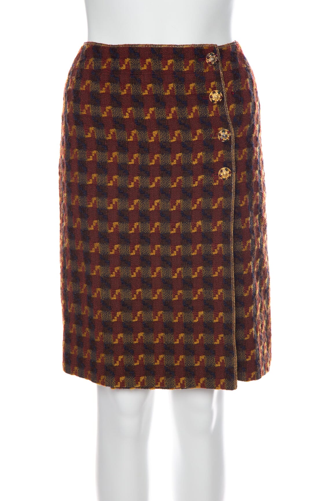 Chanel   1996 Red and Multi Tweed Skirt SZ 38