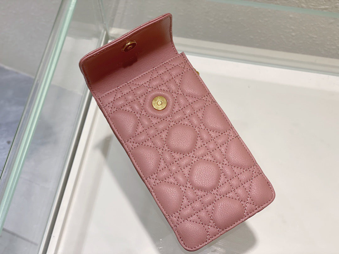 Top Quality Caro Phone Holder With Chain Pink, For Women, Womens Handbags 7.5in/18.5cm CD S5105UWHC_M50P