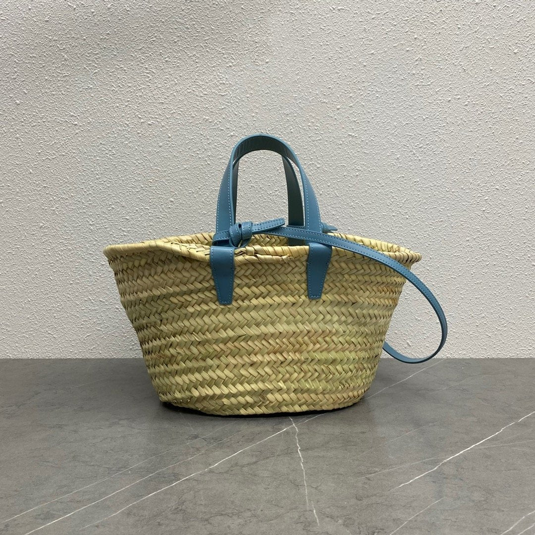 Top Quality Teen Triomphe Top Quality Classic Panier In Palm Leaves And Lizard Blue For Women 8in/20cm 