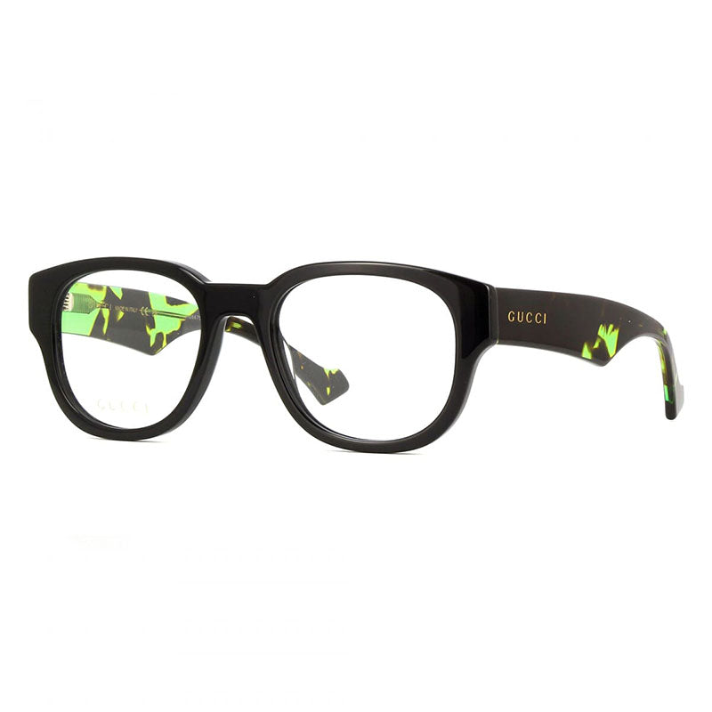 Gucci Eyeglasses Square Full Rim, Black Green Havana Frame and Clear Demo Lenses Lens GG1429O003