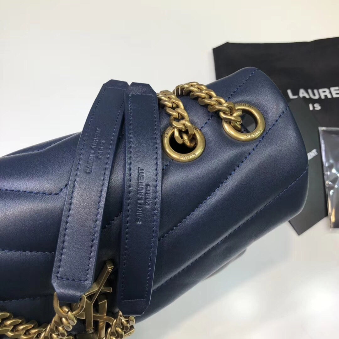 Top Quality Loulou Small Chain Bag In Matelassé "Y" Blue For Women 9.8in/23cm YSL 494699DV7274147