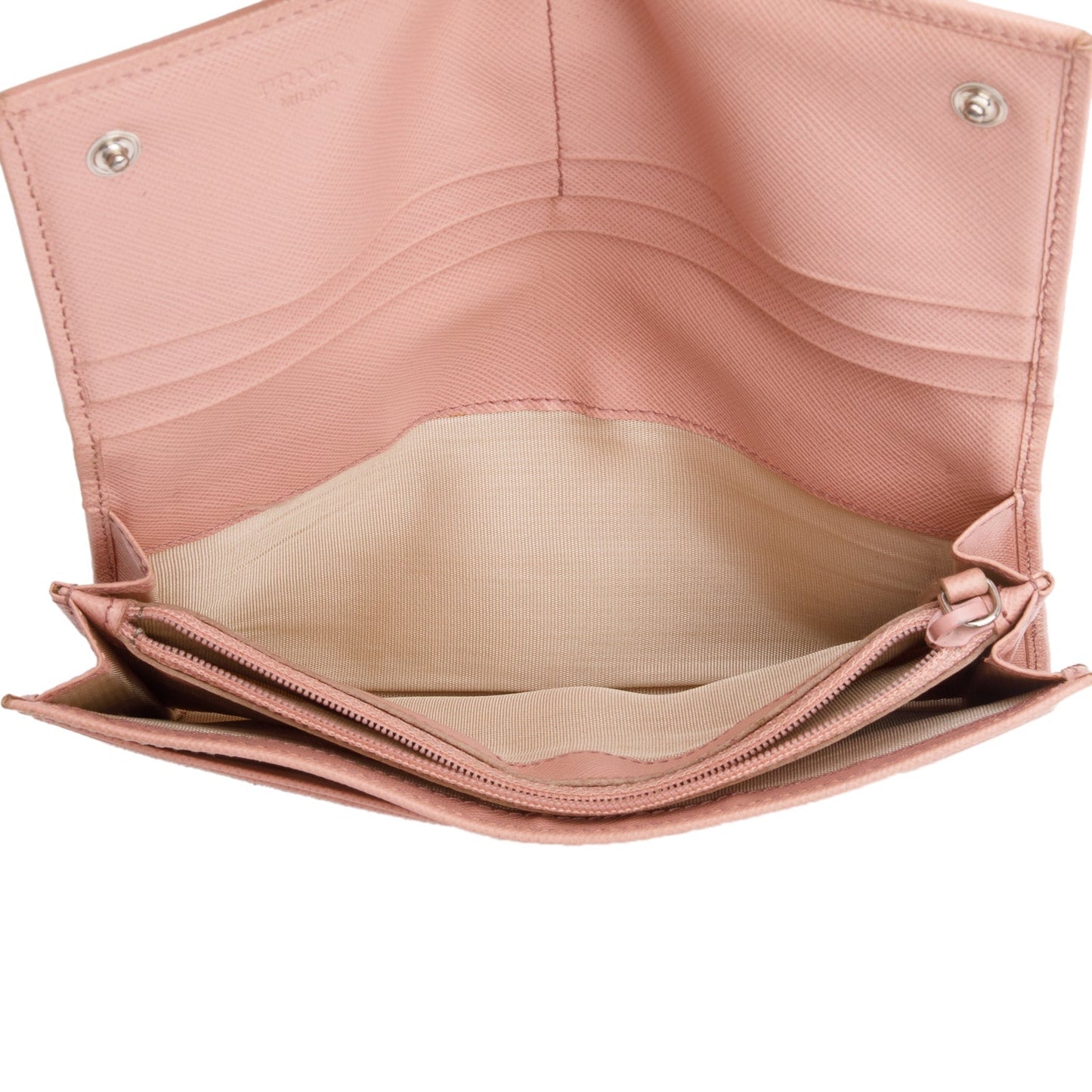 Prada Pink Saffiano Leather Continental Wallet