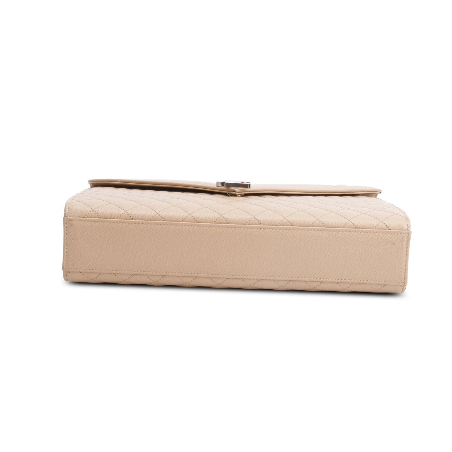 Saint Laurent Beige Quilted Grain De Poudre Leather Large Envelope Chain Bag