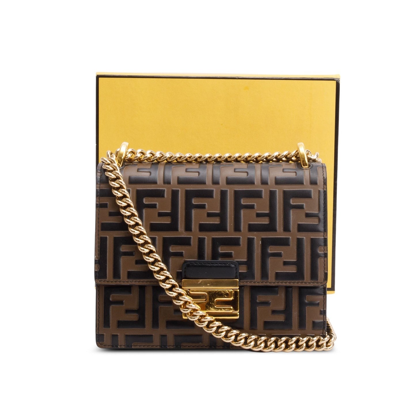 Fendi Vitello Liberty Bi-Color FF 1974 Embossed Small Kan U Shoulder Bag