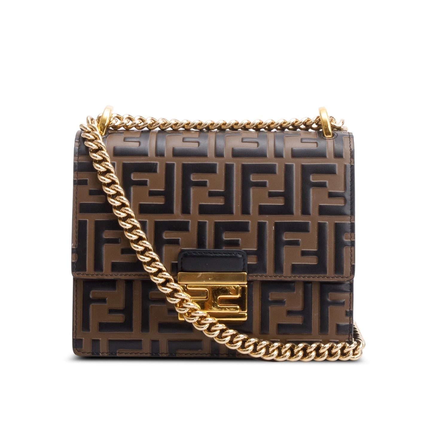 Fendi Vitello Liberty Bi-Color FF 1974 Embossed Small Kan U Shoulder Bag