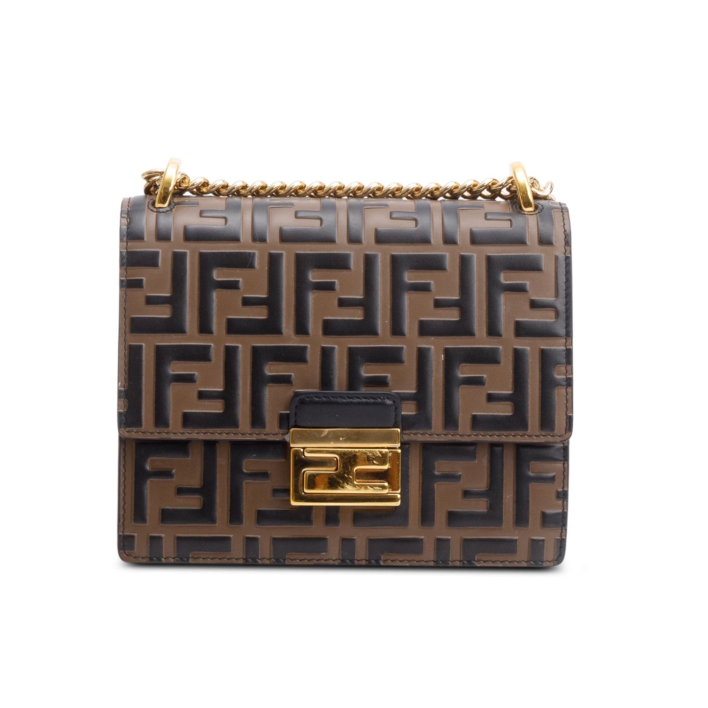 Fendi Vitello Liberty Bi-Color FF 1974 Embossed Small Kan U Shoulder Bag