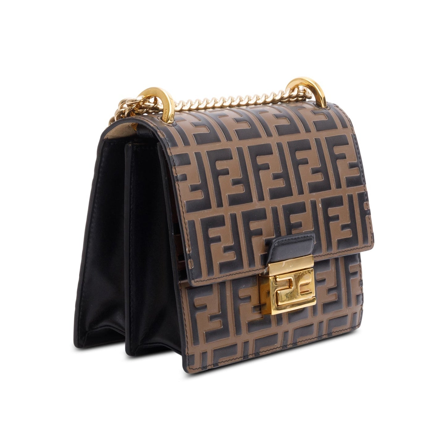 Fendi Vitello Liberty Bi-Color FF 1974 Embossed Small Kan U Shoulder Bag
