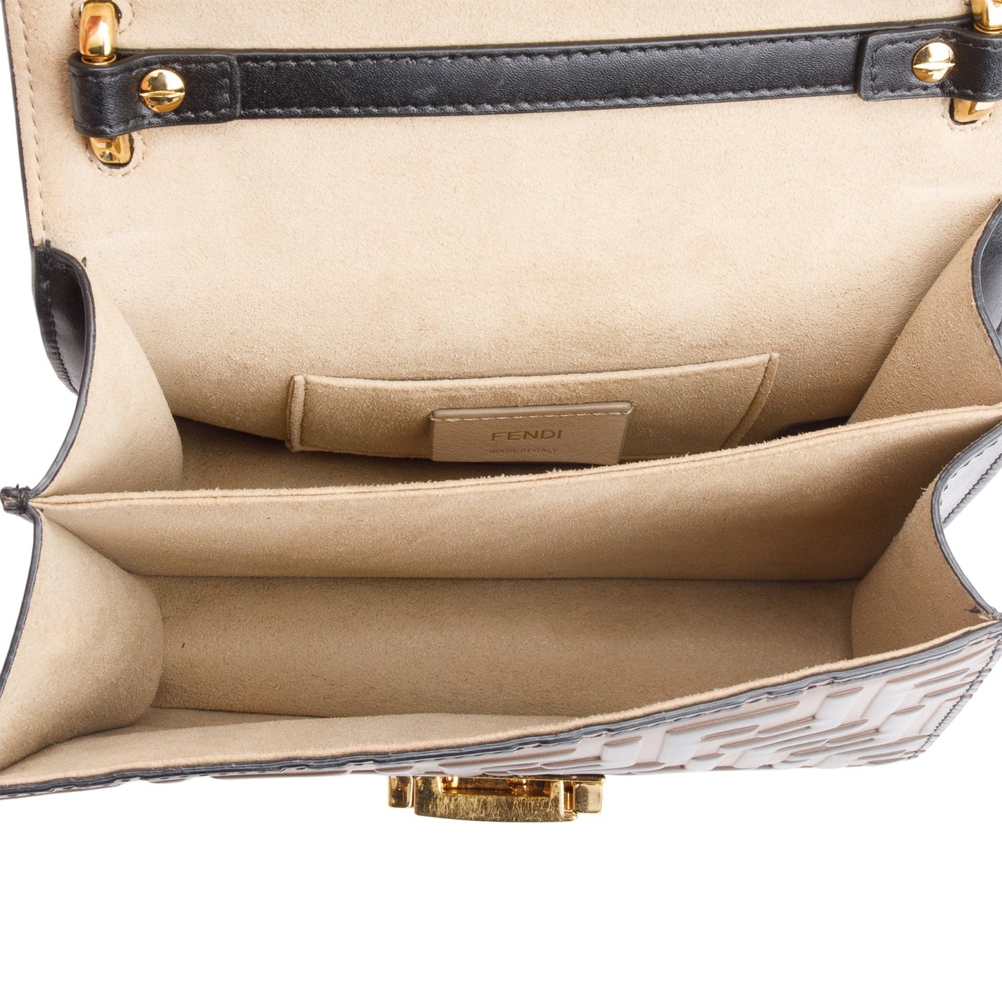 Fendi Vitello Liberty Bi-Color FF 1974 Embossed Small Kan U Shoulder Bag