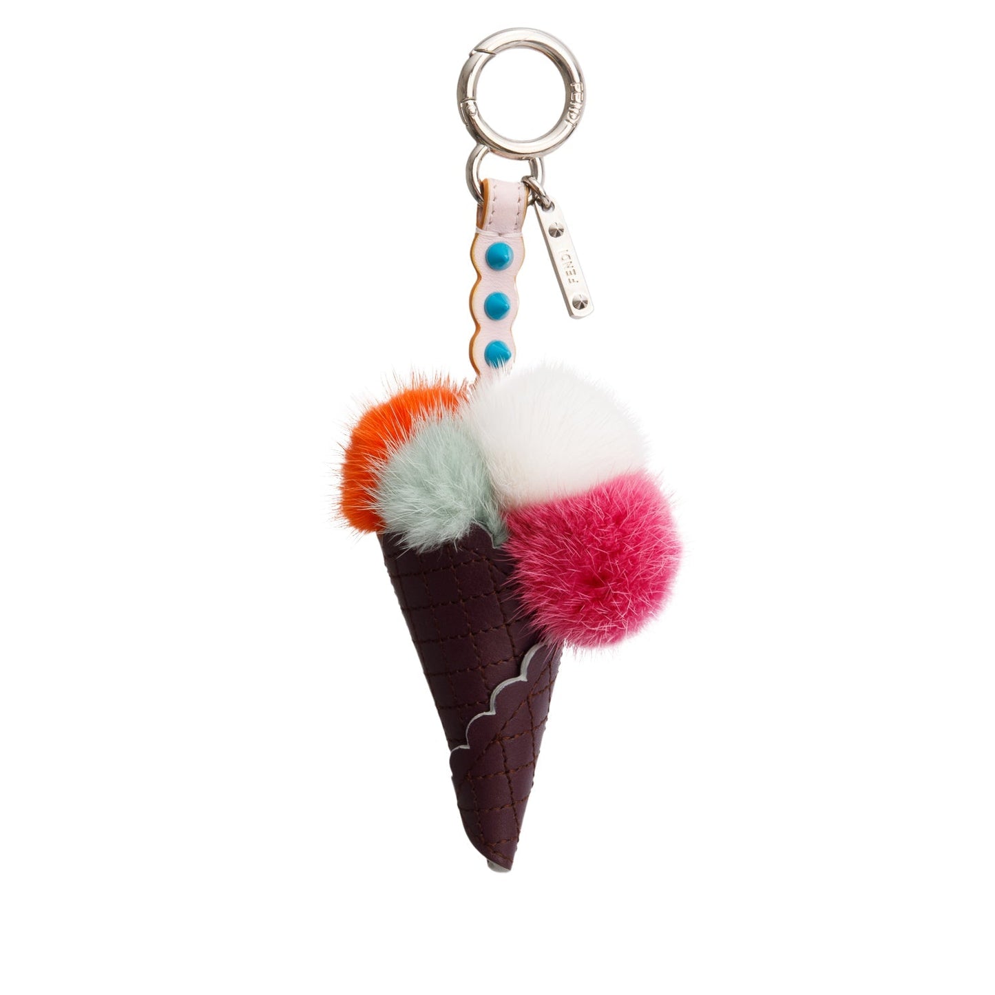 Fendi Multicolor Mink Fur & Calfskin Leather Fun Fair Ice Cream Cone Bag Charm
