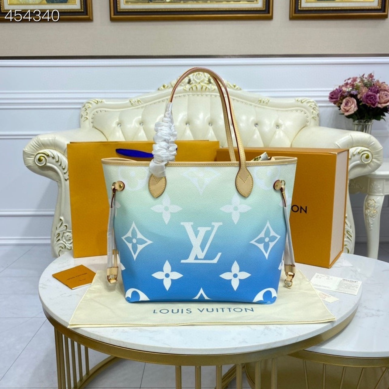 Top Quality Neverfull MM Tote Bag Monogram Giant Canvas Blue For Women,  Shoulder Bags 12.2in/31cm Top Quality M45678