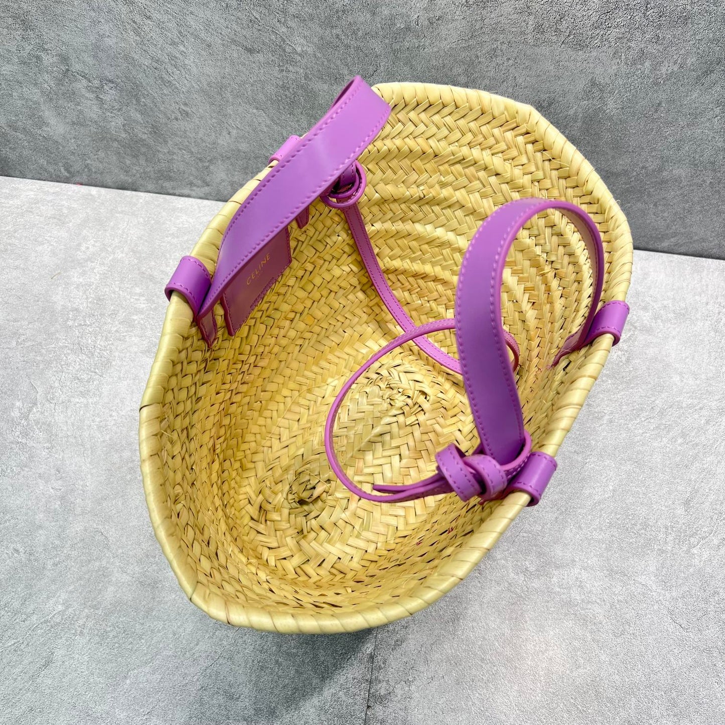Top Quality Teen Triomphe Top Quality Classic Panier In Palm Leaves And Lizard Violet For Women 8in/20cm