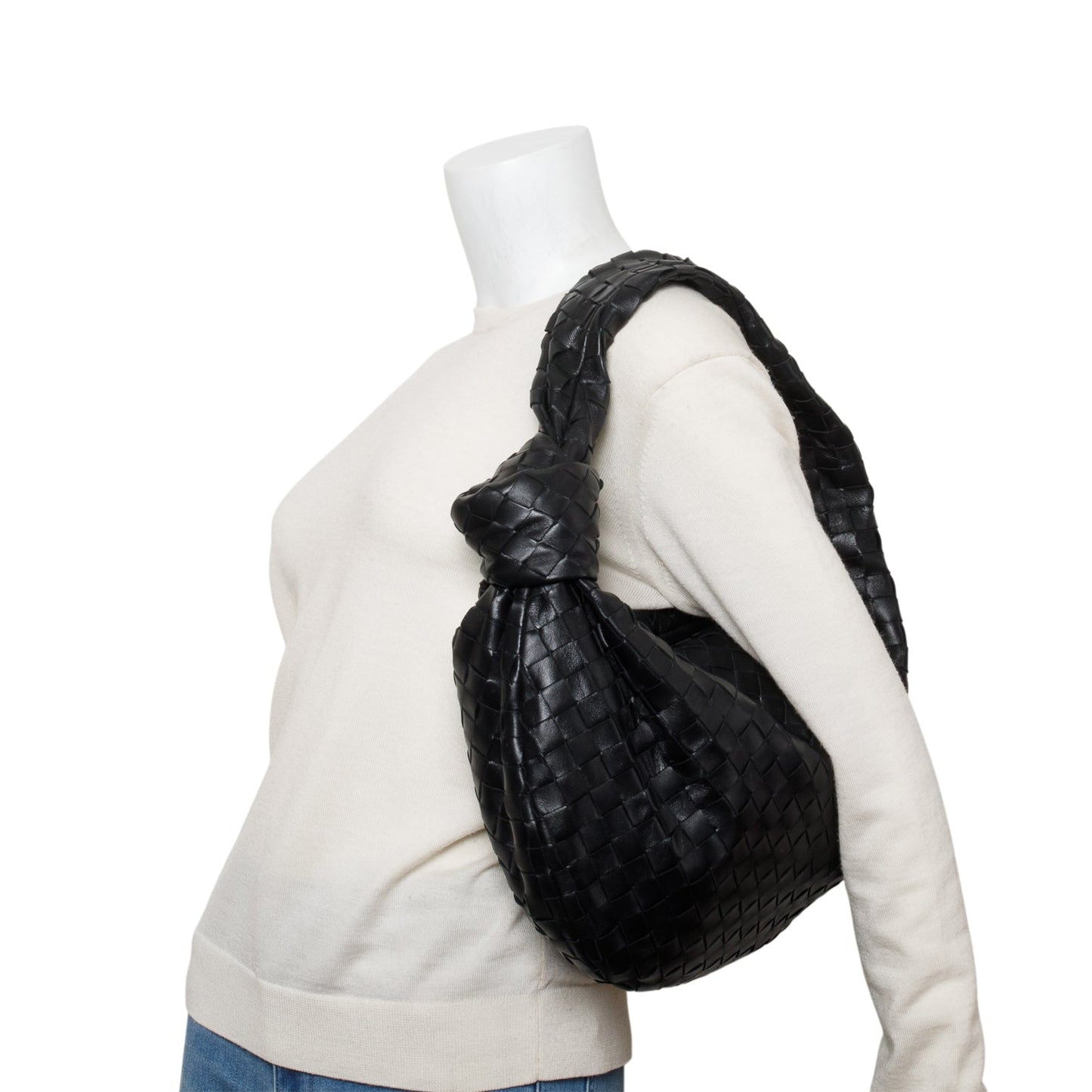 Bottega Veneta Black Nappa Intrecciato Small Jodie Shoulder Bag