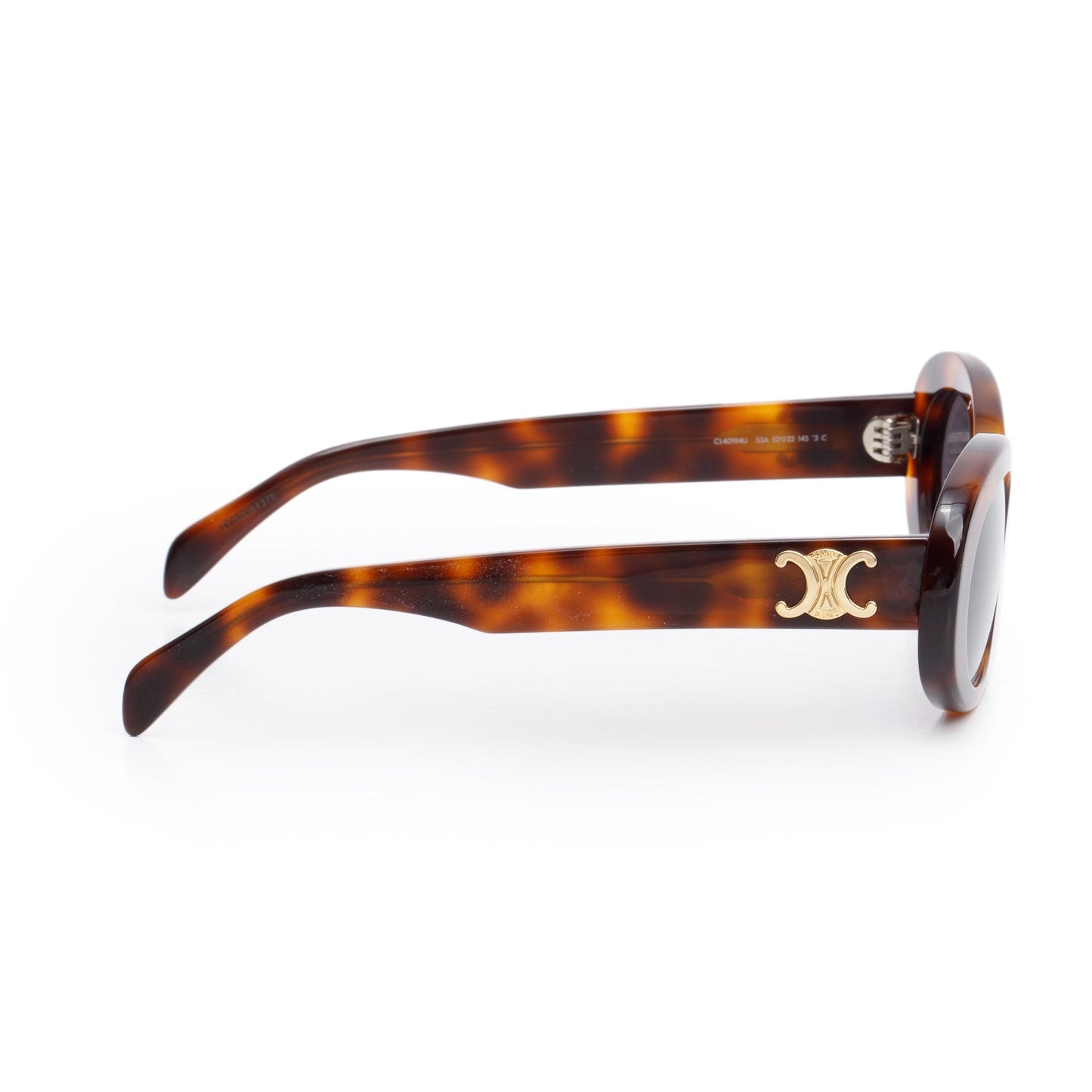 Celine CL40194U Tortoise Acetate Triomphe 01 Oval Sunglasses