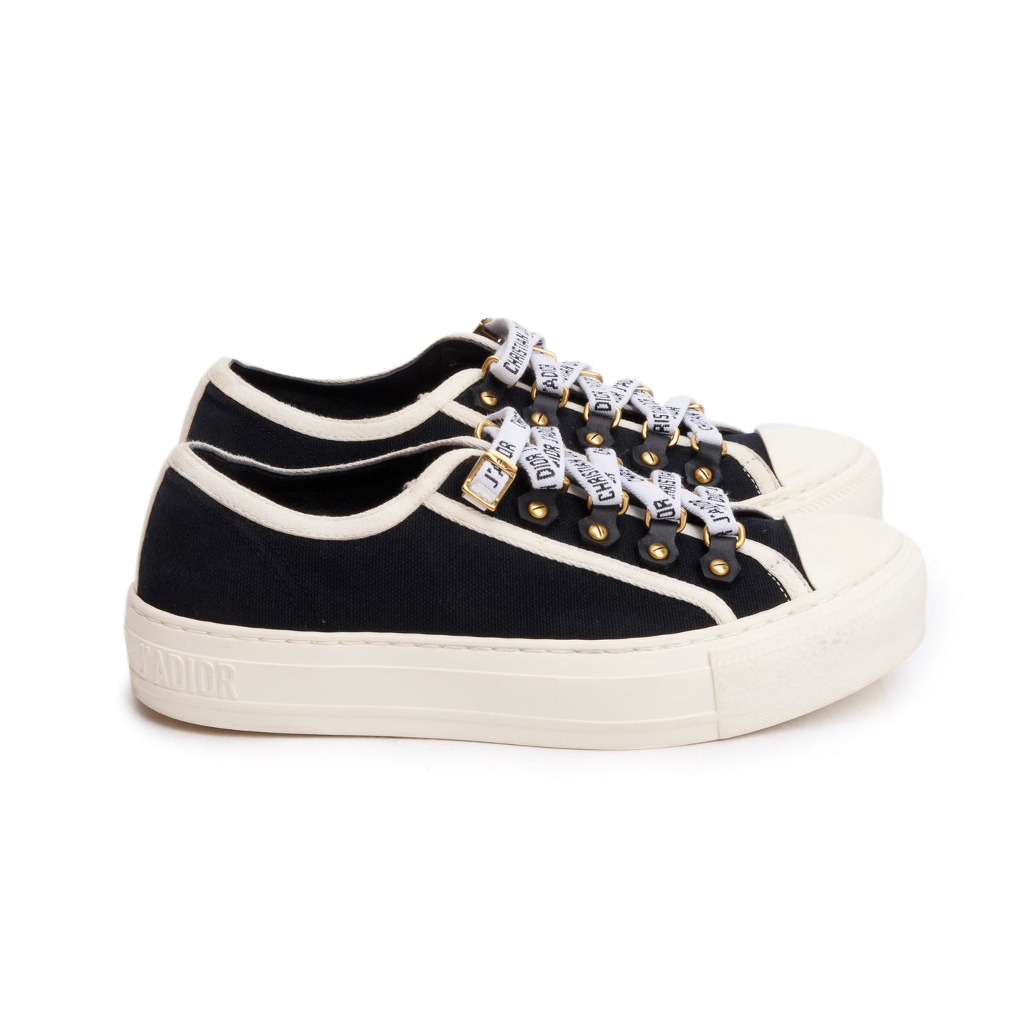 Christian Dior Black Cotton Canvas Walk'N'Dior Sneakers, Size 35.5