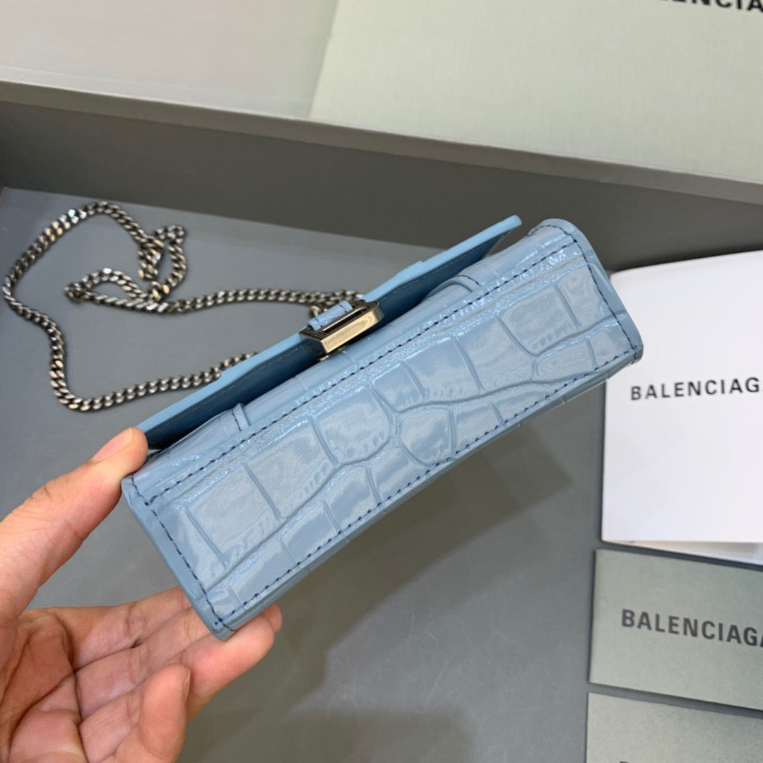 Top Quality Hourglass Mini Handbag With Chain In Blue, For Women,  Bags 4.7in/12cm