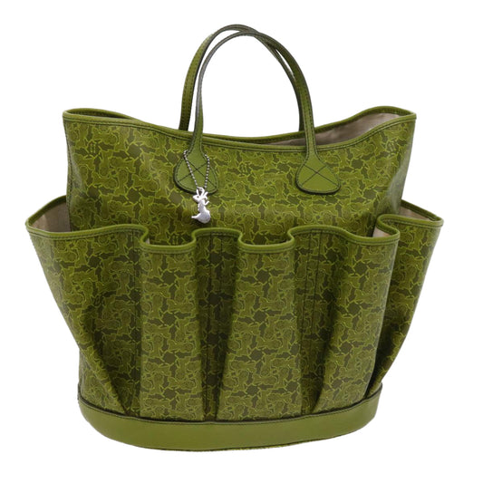 Luxury CELINE Horse Carriage Macadam Canvas Tote Bag Green  64256