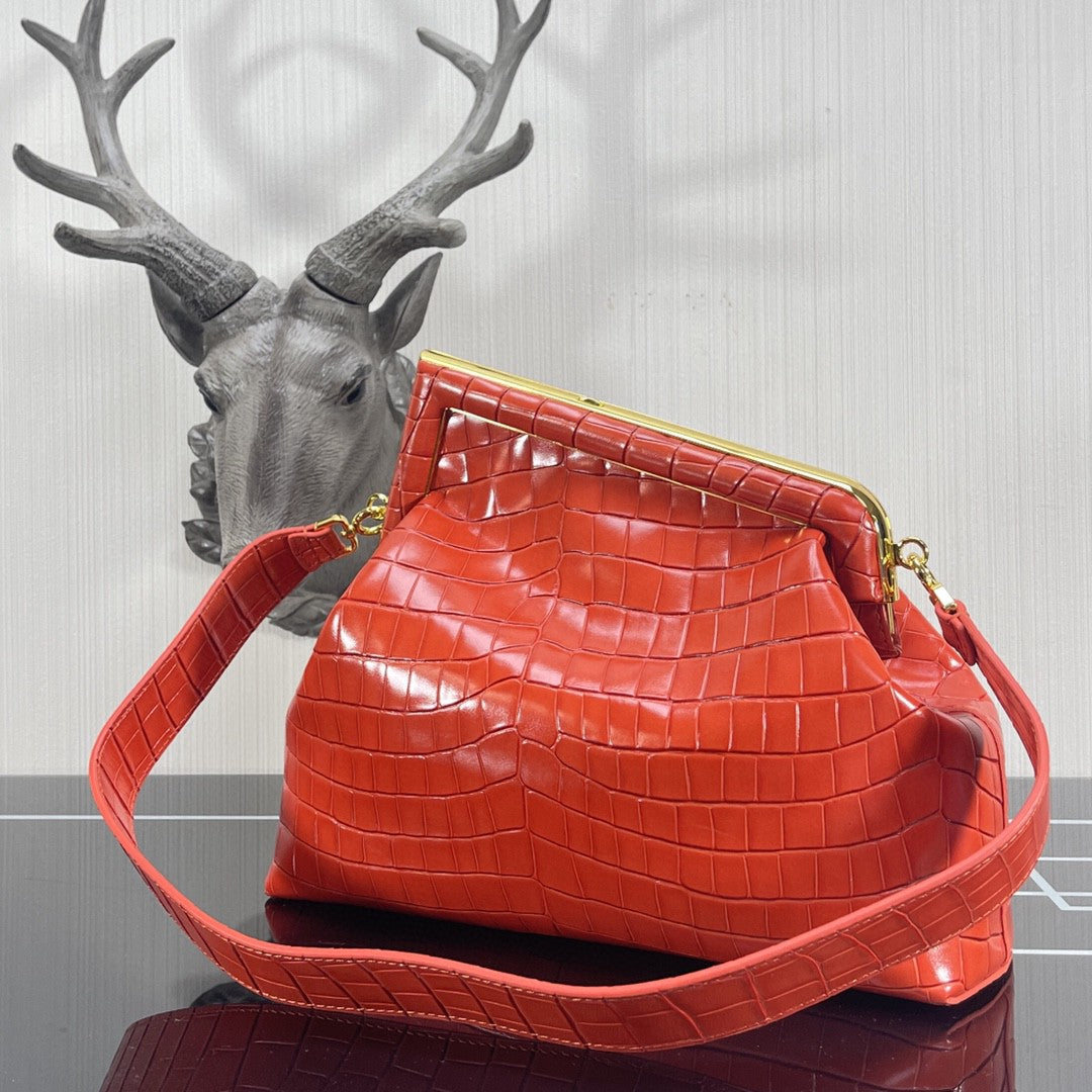 Top QualityTop Quality Top QualityTop Qualityrst Medium Orange Crocodile Bag For Woman 32.5cm/13in
