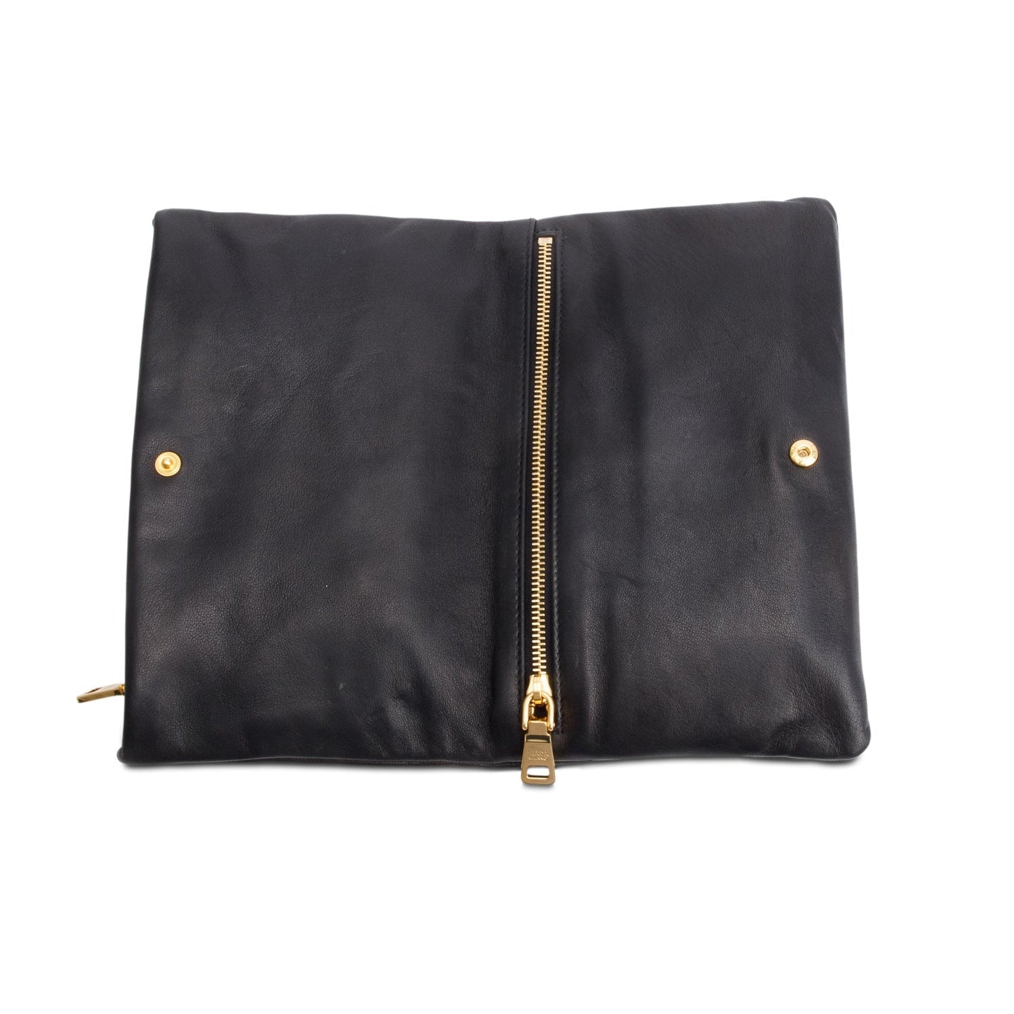 Prada Black Nappa Ricamo Flap Clutch
