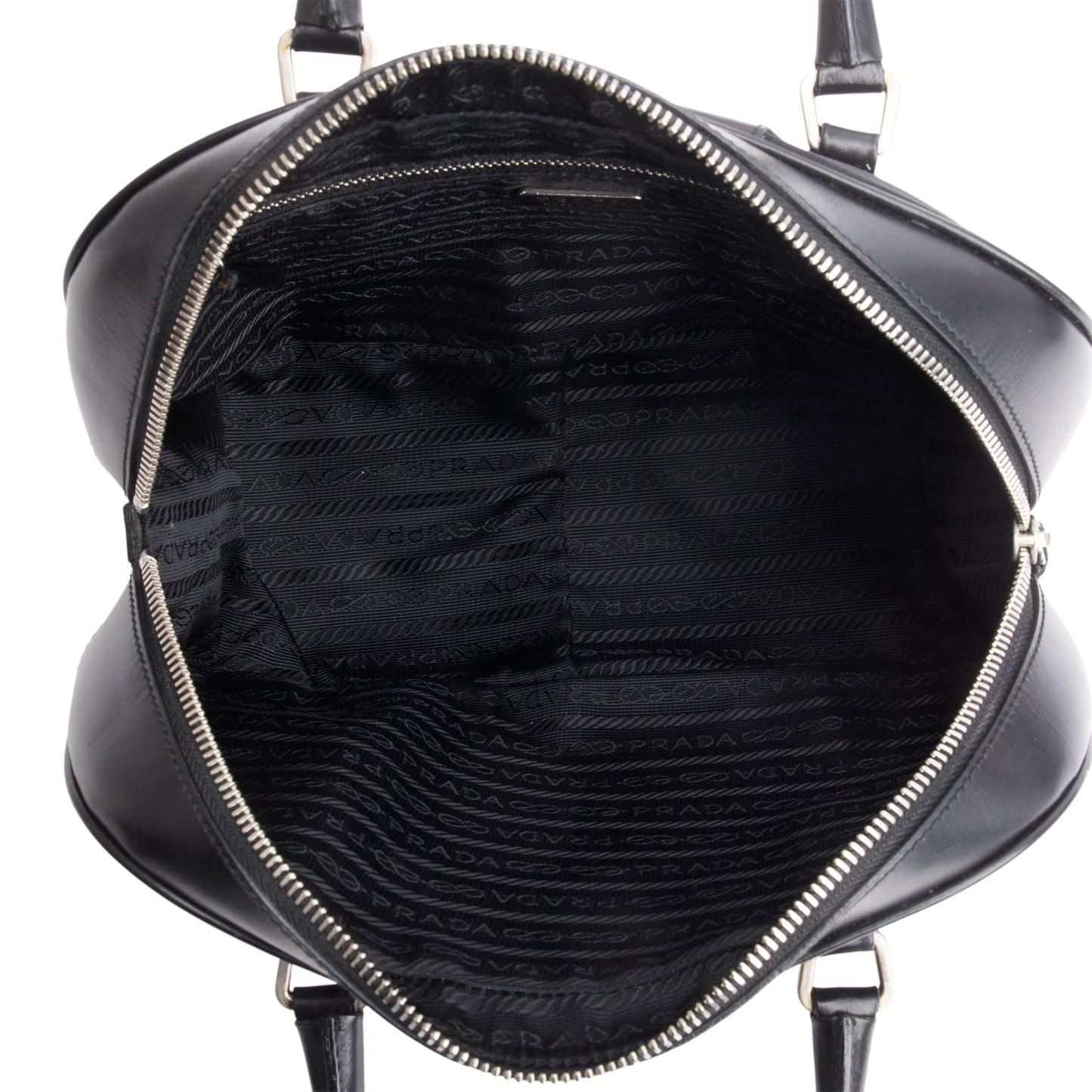 Prada Black Nylon Leather Bauletto Bag