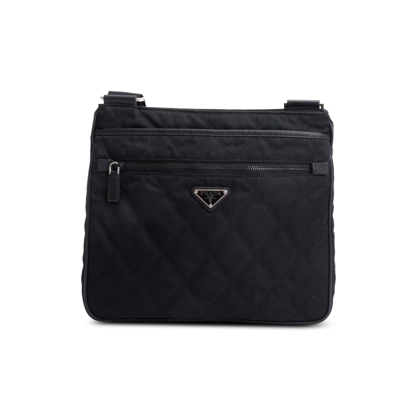 Prada Black Saffiano Leather-Trimmed Tessuto Nylon Messenger Bag