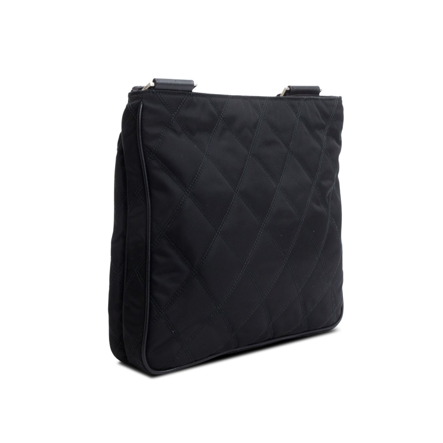 Prada Black Saffiano Leather-Trimmed Tessuto Nylon Messenger Bag