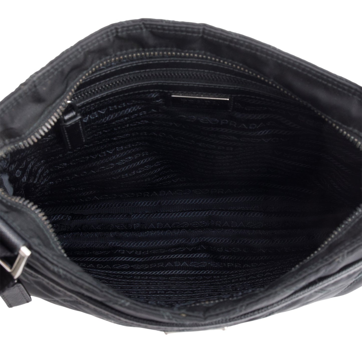 Prada Black Saffiano Leather-Trimmed Tessuto Nylon Messenger Bag