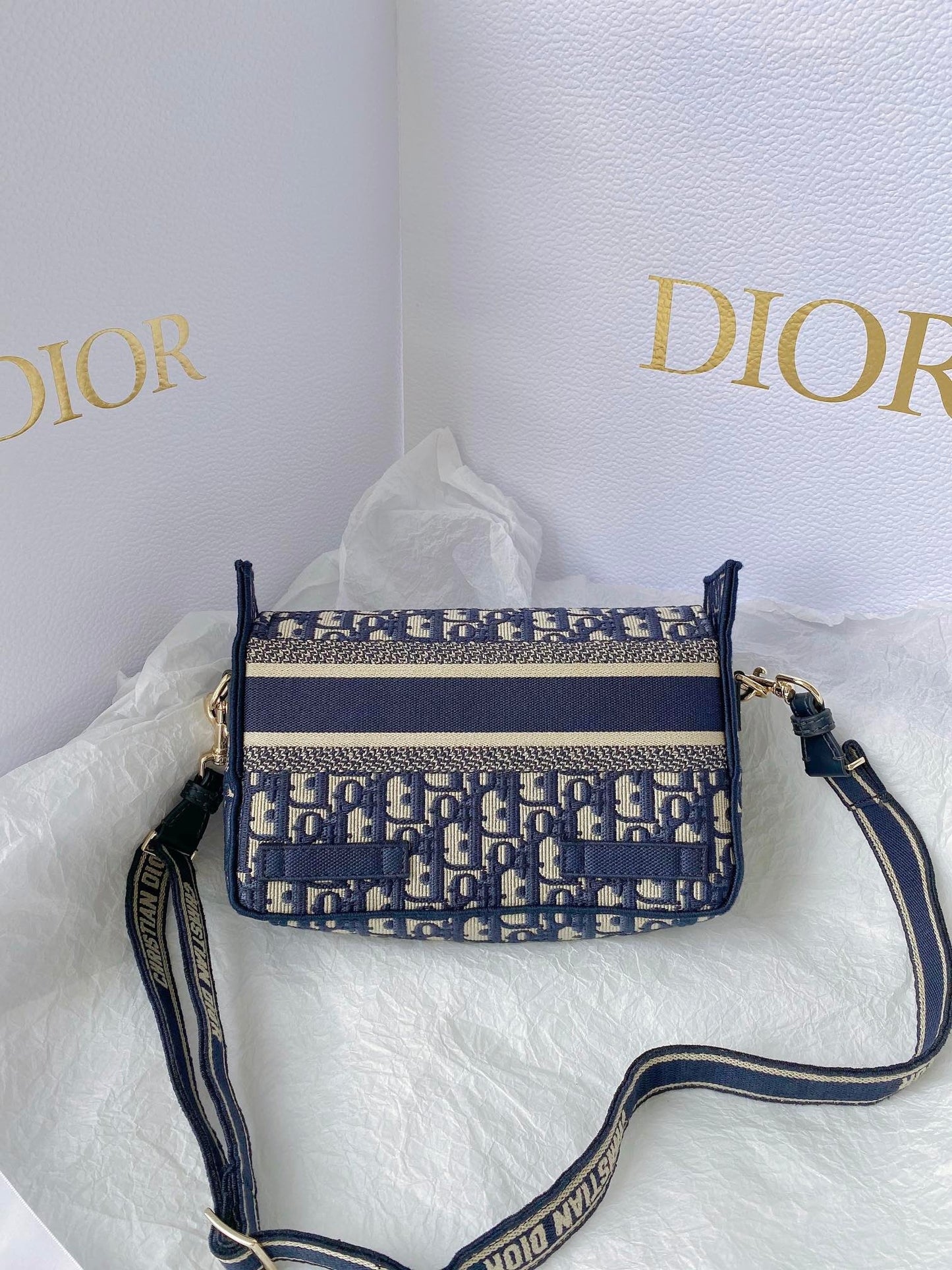 Top Quality Small DYORCAMP Bag Blue Oblique Embroidery, Blue Handbags, Shoulder Bags, Crossbody Bags, 23cm CD M1241ORIW_M928