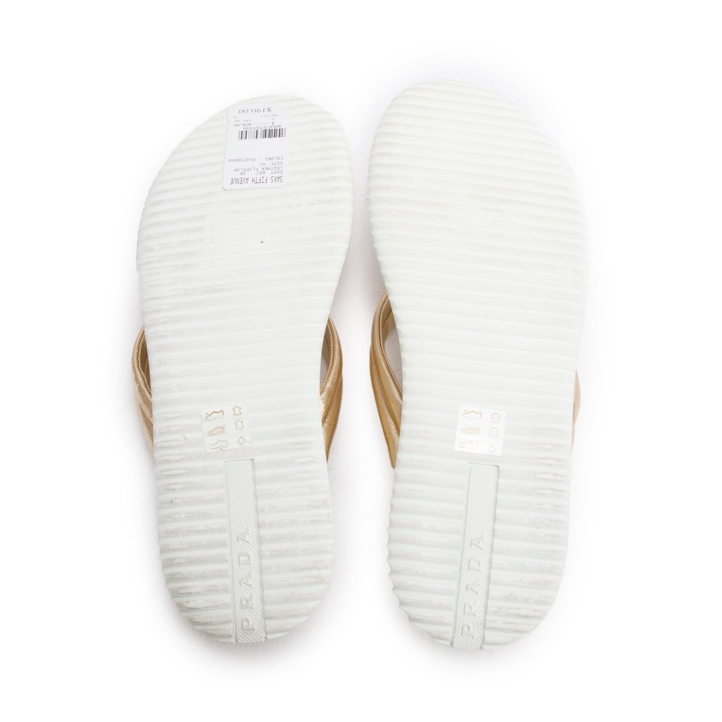 Prada Black/Gold Rubber Thong  Sandals, Size 41