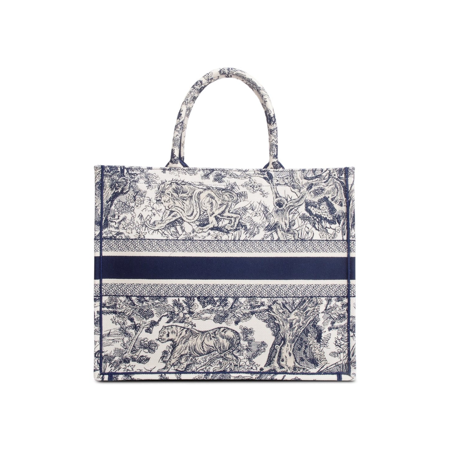Christian Dior 2024 Large Ecru and Blue Toile de Jouy  Embroidery Canvas Book Tote