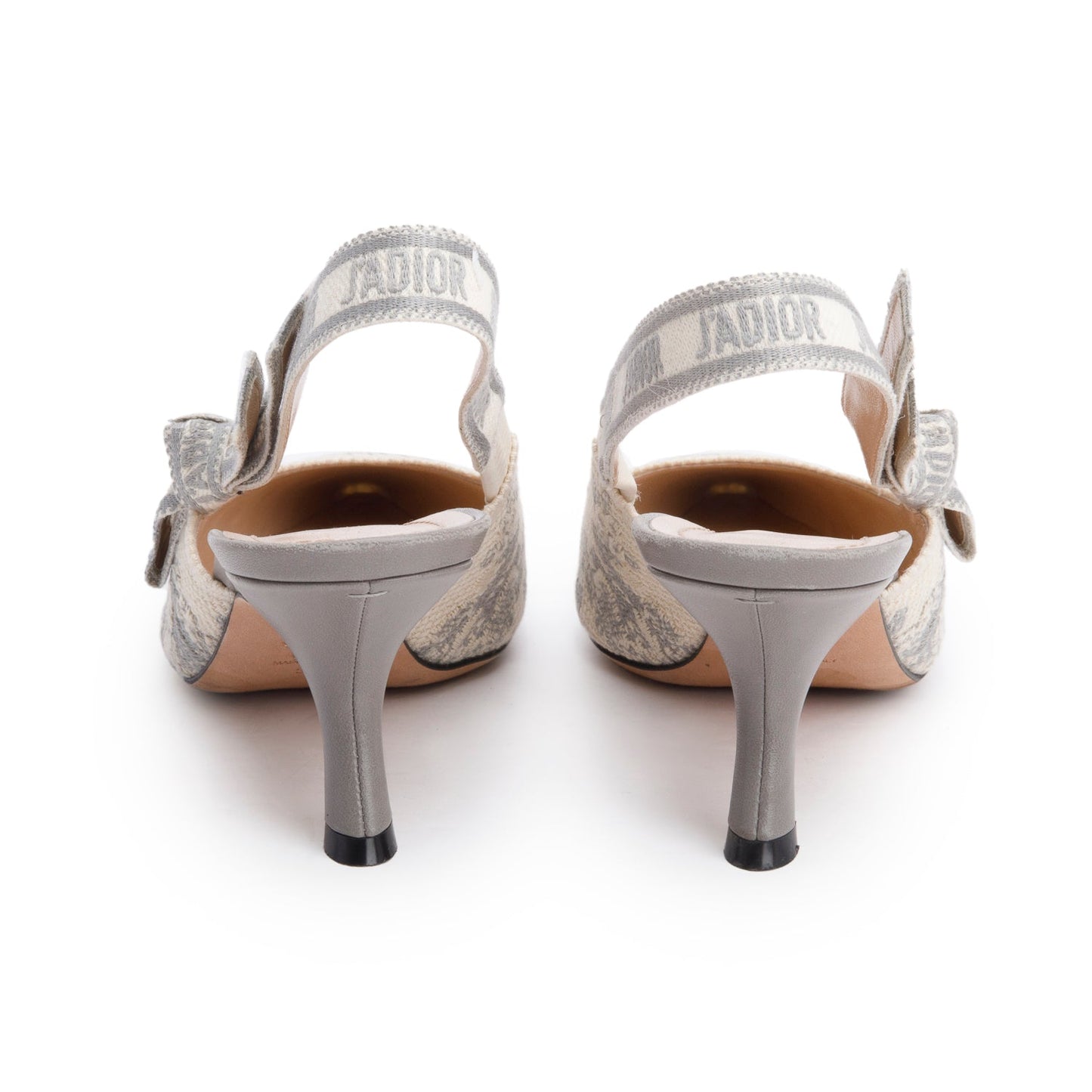 Christian Dior Grey Technical Fabric Toile De Jouy Embroidery J'Adior Slingback Pumps, Size 39
