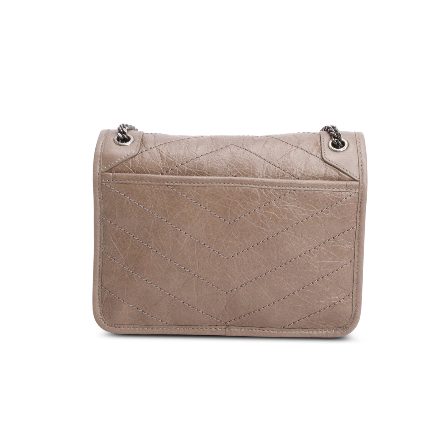 Saint Laurent Beige Crinkled Calfskin Matelasse Leather Baby Niki Shoulder Bag