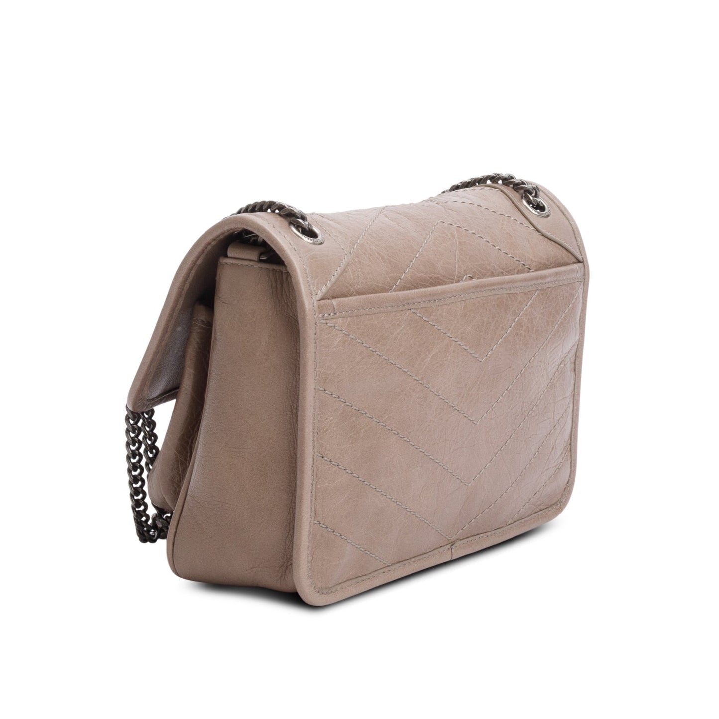 Saint Laurent Beige Crinkled Calfskin Matelasse Leather Baby Niki Shoulder Bag