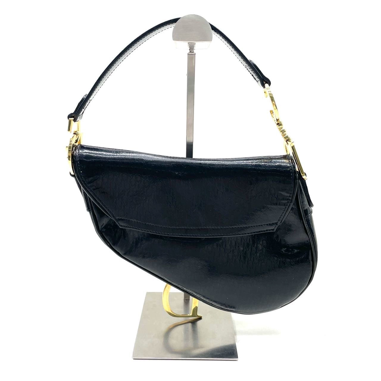 Dior Saddle Small   Shoulder Bag Black Patent Leather