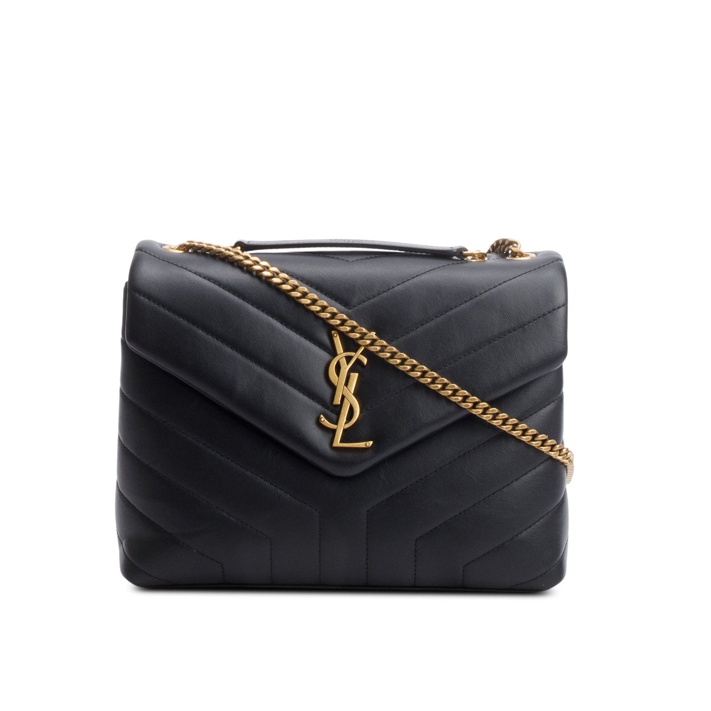 Saint Laurent 2024 Black Quilted Calfskin Leather Small Loulou Monogram Shoulder Bag