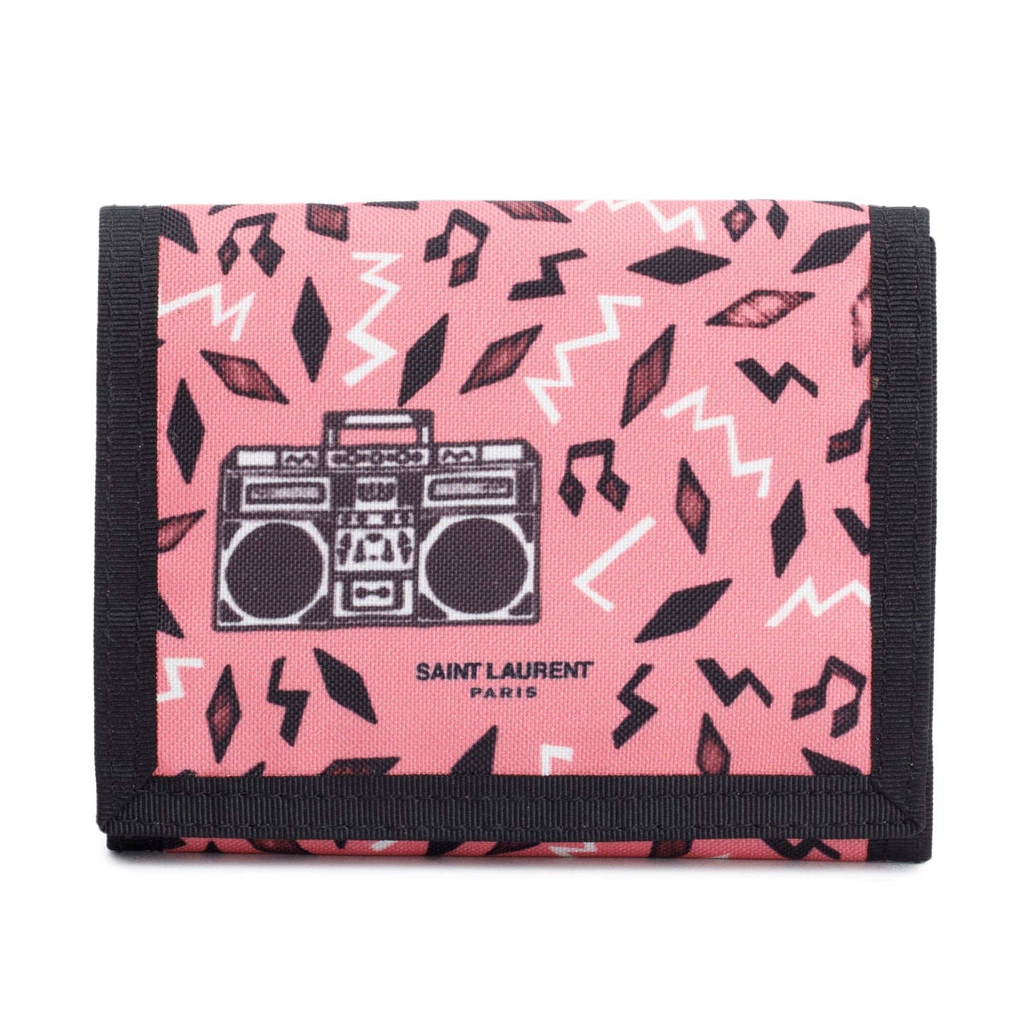 Saint Laurent Pink Canvas Radio Print Buffalo Trifold Wallet