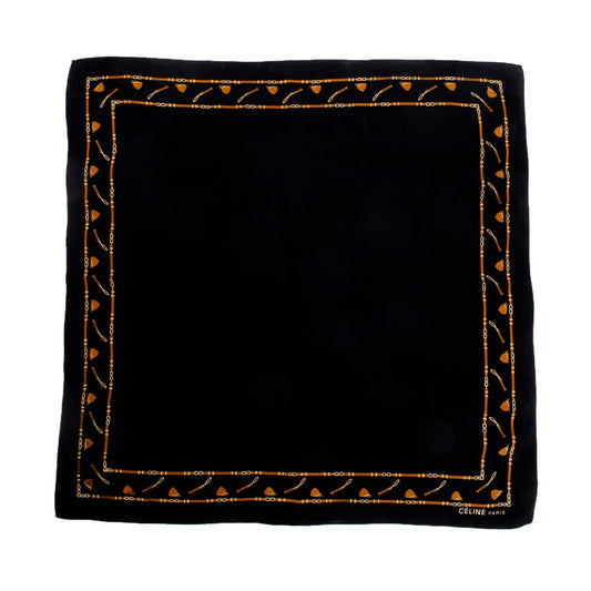 Celine Black Equestrian Print Scarf